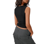 Women's Boat Neck Sleeveless Tank Top - Fitted Double-Lined Going Out Crop Top