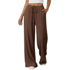 Women's Crinkle Palazzo Pants - High-Waisted Wide-Leg Flowy Summer Beach Trousers
