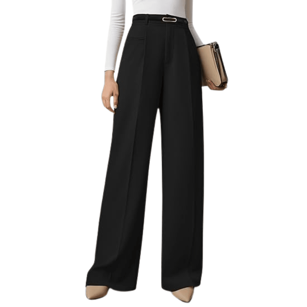 Women's High-Waisted Wide-Leg Dress Pants - Business Casual Flowy Work Trousers