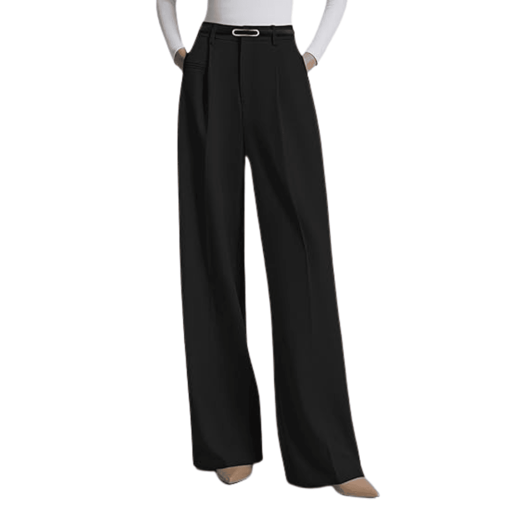 Women's High-Waisted Wide-Leg Dress Pants - Business Casual Flowy Work Trousers