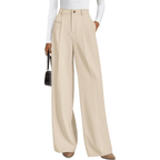 Women's High-Waisted Wide-Leg Dress Pants - Business Casual Flowy Work Trousers