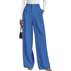 Women's High-Waisted Wide-Leg Dress Pants - Business Casual Flowy Work Trousers
