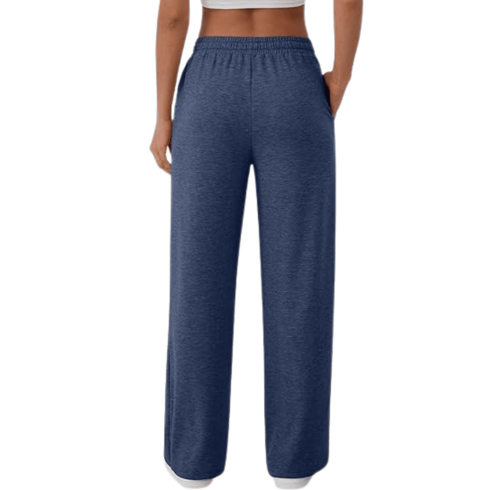 Women's Wide-Leg Sweatpants - High-Waisted Drawstring Casual Lounge Pants with Pockets