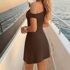 Women's One-Shoulder Ruched Mini Dress - Elegant Asymmetrical Cocktail Bodycon Dress